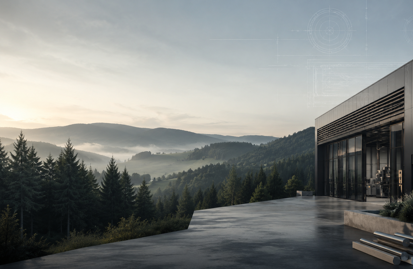 Black Forest engineering landscape background